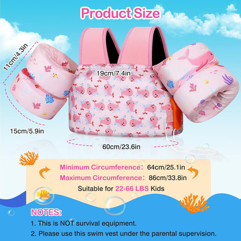 22-66lbs Swimming MoKo Toddler Swim Vest for Kids, Swim Arm Floaties Cartoon Water Wings Pool Float Vests Sleeves