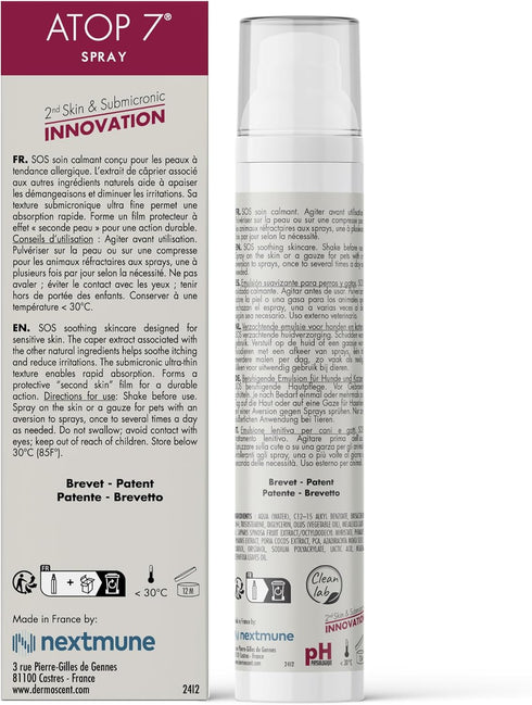 Dermoscent ATOP 7 Spray for Dogs and Cats - Soothing Skincare for Itchy Skin Relief, 75 ml