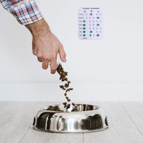 Dog Feeding Reminder, Magnetic or Double-Sided Adhesive Application, Weekdays AM/PM Indicators to Track Feeding