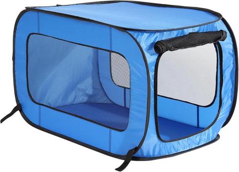 Beatrice Home Fashions Portable Collapsible Pop Up Travel Pet Kennel - 32.5" L x 19.5" W x 19.5" H, Blue