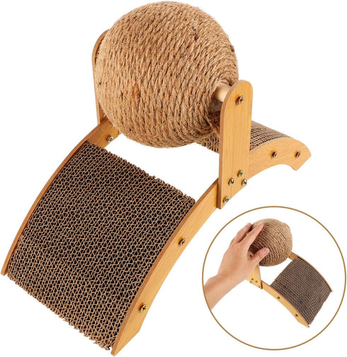 Toddmomy Cat Scratcher Ball Cat Scratching Toy Inclined Scratch Board Sisal Rope Ball for Indoor Cat Kittens