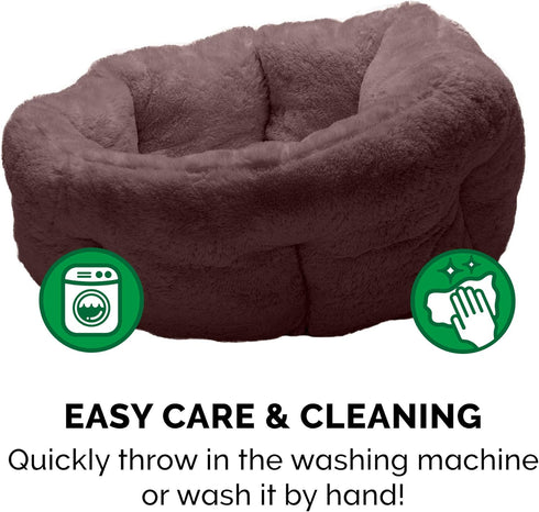 Furhaven 23" Round Self-Warming Pet Bed for Indoor Cats & Medium/Small Dogs, 100% Washable, Hi Lo Plush Luxe Faux Fur
