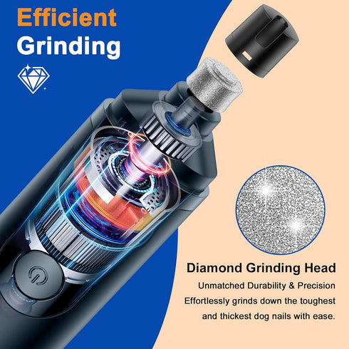 HOOCEN Trimmers Pet Nail Grinder, Quiet and Low-Vibration Dog Nail for Large Dogs, Medium, Small Dogs Cats Pets