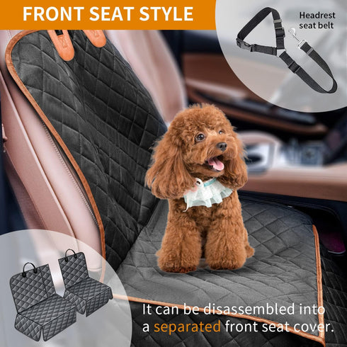 2-in-1 IVY&LANE Dog Car Seat Cover for Back Seat,Conversible Waterproof Front Seat Cover,Heavy-Duty & Scratchproof Car