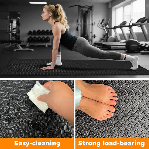 BierBear 4x6ft 10mm Gym Floor Mat Thick - Large TPE/NPE Foam Workout Mat for Home Gym, Garage Floor, Yoga & Exercise