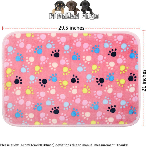 kiwitatá Flannel Throw Dog Blankets for Puppy & Cat, Soft Warm Fleece, Cute Paw Print Pet Sleep Mat (30"X41")