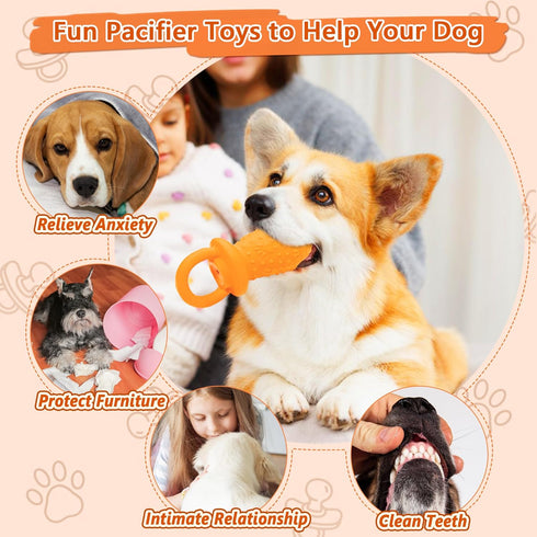 5.2" Dogs(Orange,1 Latex Chew Dog Toys, Novelty Squeaky Pacifier Dog Toys, Durable Pacifier Dog Chew Toys for Small