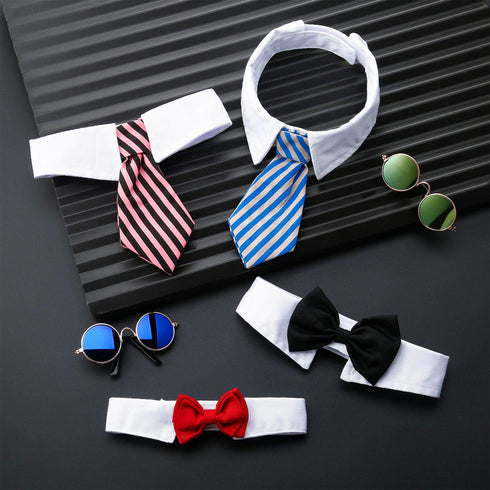 4 Pieces Adjustable Pet Bow Tie Costume for Small Dogs and Cats, Formal Grooming Ties, Party Accessories