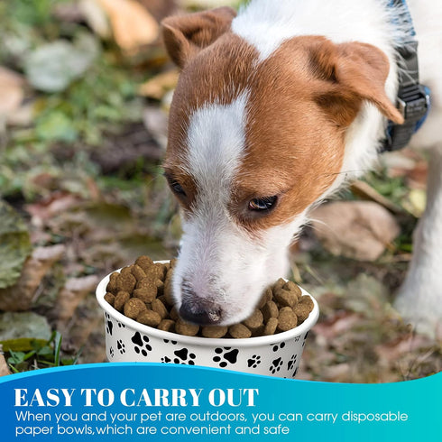 30 Pieces Disposable Dog Bowls, 16 oz Paper Food Bowls for Small Dogs, Travel Bowls for Feeding Dogs and Cats, Printed