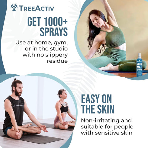 TreeActiv Yoga Mat Cleaner Spray, 4 fl oz, All Purpose Mat Spray for Gym Equipment, Tea Tree Oil, 2000 Sprays