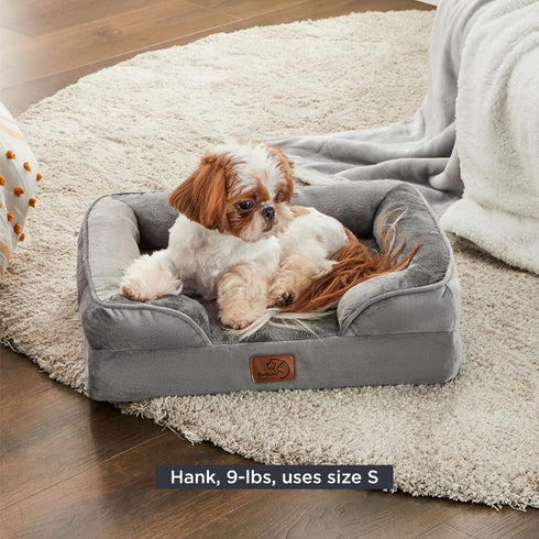 Bedsure Cat Beds for Indoor Cats - Washable Bolster Sofa Beds for Extra Small Dogs, Supportive Foam Couch Bed, Grey