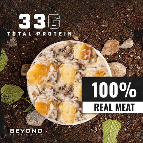 Beyond Outdoor Meals Backpacking Biscuits & Gravy | Freeze Dried Camping & Food | High Protein Meals | Just Add Water