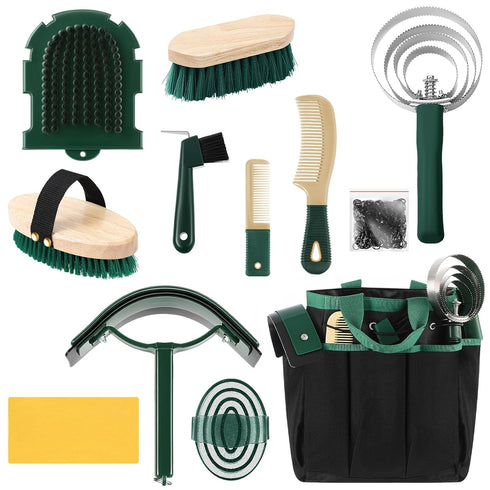Abbylike 12 Piece Horse Grooming Kit with Organizer Tote Bag Brush Sets