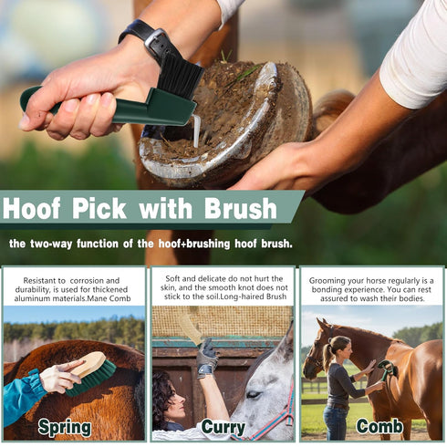 12 Sets Abbylike Piece Horse Grooming Kit with Organizer Tote Bag Brush for Derby Day Show Horses Professional Tools