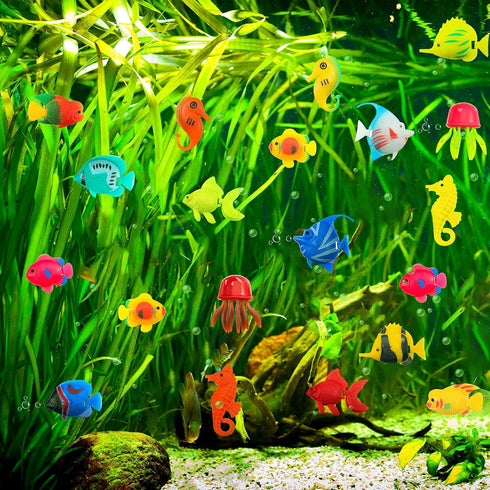 Weewooday 20 Pieces Artificial Moving Fishes, Plastic Floating Fish Ornament for Aquarium Decorations