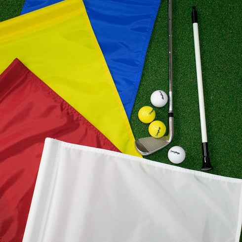 KINGTOP Golf Flag - 20x14 Inch Plain Yellow, 420D Nylon, Tube Inserted Standard Putting Green Flags, 3-Pack