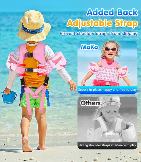 15-30-50-66 Swimming MoKo Toddler Swim Vest for pounds, Boys Girls Swim Puddle Arm Floaties Cartoon Water Wings