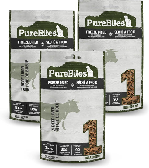 PureBites Freeze Dried Cat Treats, Beef Liver, 44g || 1.55oz Pack of