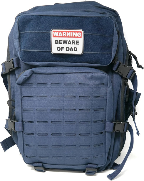 Dad Warning Tactical PVC Patch | Humorous Hook and Loop Patch for Diaper Bags