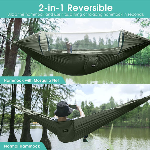 G4Free Large Camping Hammock - 2 Person with Mosquito Net, Lightweight for Outdoor Backpacking