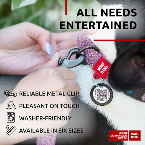 WAUDOG Recycled Cotton Dog Leash - 6 Ft / 10 Ft Eco-Friendly for Small Medium & Large Dogs - Reflective Leash
