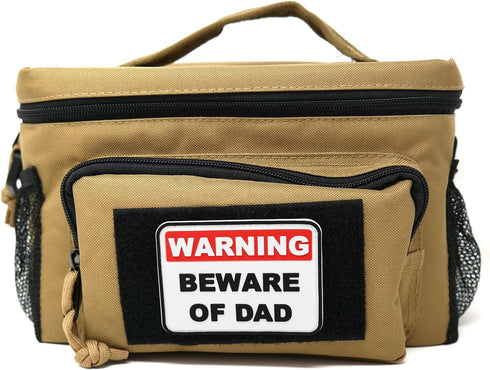 Dad Warning Tactical PVC Patch | Humorous Hook and Loop Patch for Diaper Bags