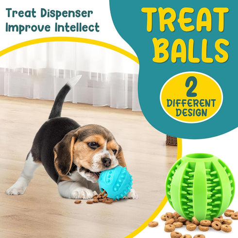 PatsFran 6 Pack 2.5" Puppy Toys for Teething, Interactive Dog Toys, Squeaky Dog Balls and Treat Balls, Dog Chew Toys
