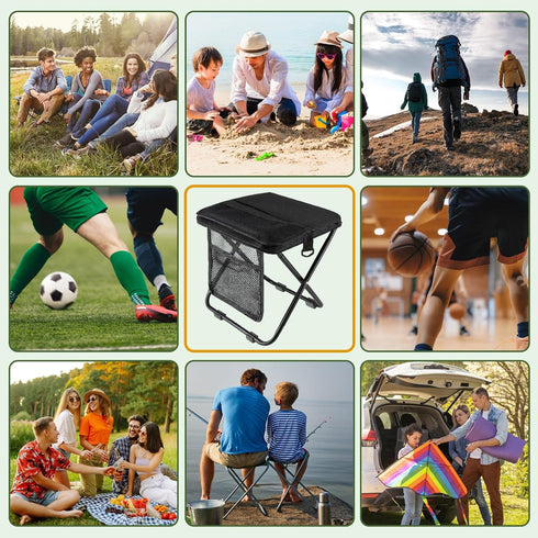 Zghncslong backpack 250 lbs Portable foldable stool, Camping Chair, with dual storage pockets and side pockets Compact