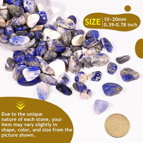 Appatite Reever 2lbs 1200+Pcs, Sodalite Crystal Chips Bulk Blue Polished Crushed Crystals Gemstones Natural Aquarium