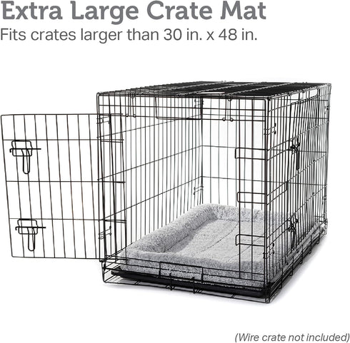 Friends Forever Bolster Dog Crate Mat 48 Inch, Washable Dog Crate Pad for Raised Dog Bed and Crate, Sherpa Fleece, Nova