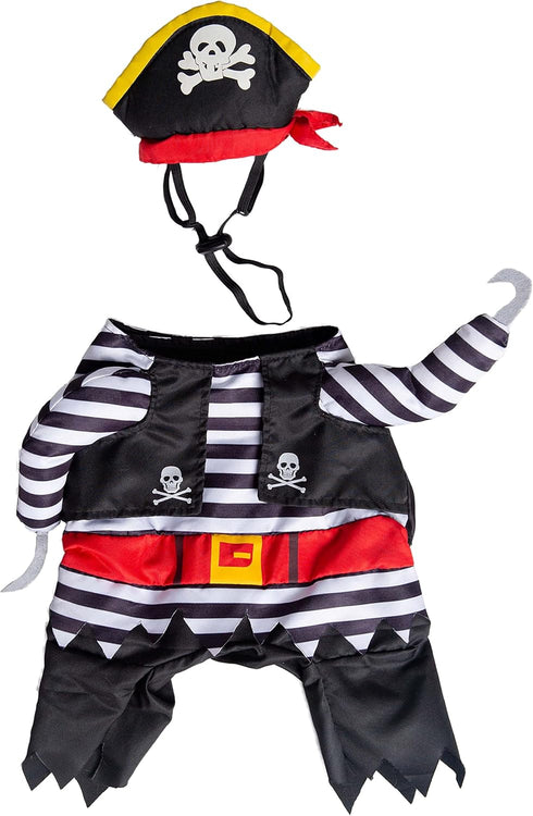 Pet Krewe Dog Pirate Costume & Cat Costume, Medium, with Arms, Pirate Hat, Tunic, Cape