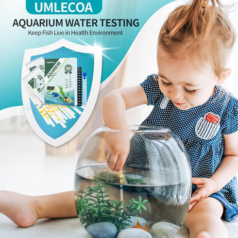 9 in 1 Aquarium Test Kit for Freshwater and Saltwater, 100 Test Strips with Test Tube & Thermometer
