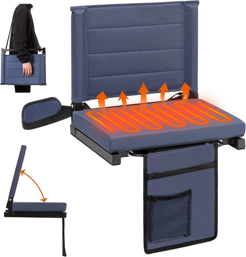 HUMARIEY Heated Stadium Seats with Backrest for Bleachers, Portable Heated Bleacher Seat with