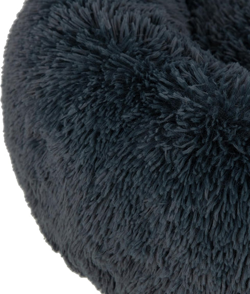 Best Pet Supplies Round Calming Dog Bed, Gray, 30x30x8'', Plush Faux Fur Fabric, Anti-Anxiety Cushion, Soft Support