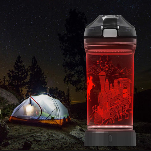 3D 14 Oz Lightzz Kids Train Water Bottle with Glowing LED Light, Ideal Travel Cup Train Gifts for Back to School Girls