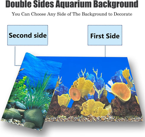 Aquarium Background Seabed Coral Rock Water Plants, Fish Tank Backdrop for 10-20 Gallon Tanks