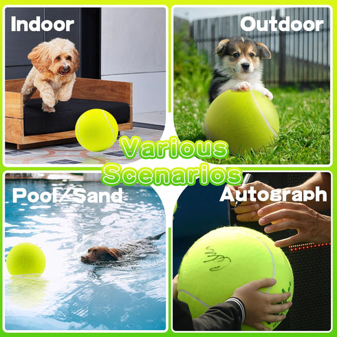 Giant 9.5" Dog Tennis Ball, Large Pet Toys for Small Medium Large Dogs with Inflating Needles