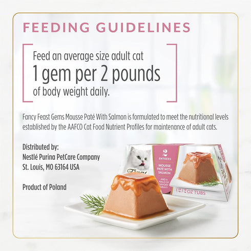 Fancy Feast Gems Pate Cat Food Mousse with Salmon and Savory Gravy - 4 oz. Boxes (Pack of 8)