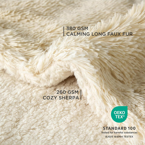 Bedsure Waterproof Dog Blankets for Medium Dogs, Calming Cat Blanket, Washable Faux Fur Throw Blanket (30"x40", Cream)