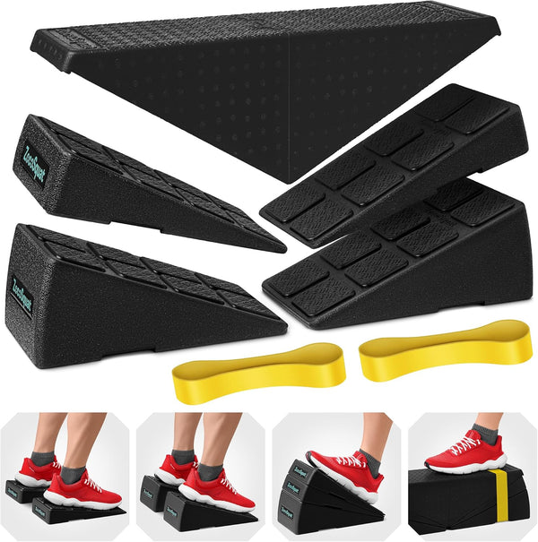 Squat Wedge Set of 5, Turns Into Aerobic Step Platform, Slant Board for Calf Stretching, 520 LBS Weight Capacity