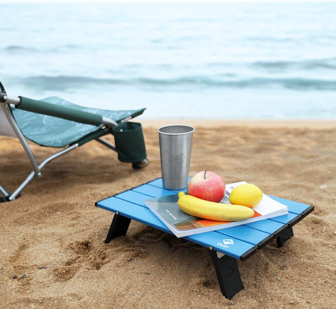 VILLEY Portable Mini Folding Beach Table, Ultralight Aluminum Side Table with Carry Bag for Camping, Picnics