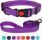 Reflective Dog Collar and Leash Set - Adjustable Nylon Pet Collars for Small Medium Large Dogs (Purple, S)