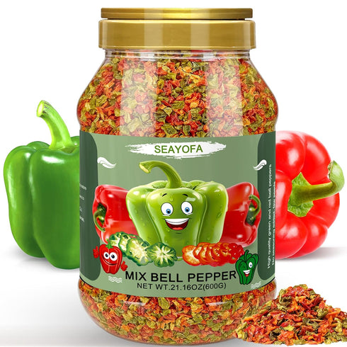 21oz Dried Bell Peppers Mix, Natural Dehydrated Red & Green Bell Pepper