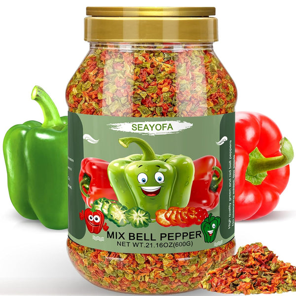 21oz Dried Bell Peppers Mix, Natural Dehydrated Red & Green Bell Pepper
