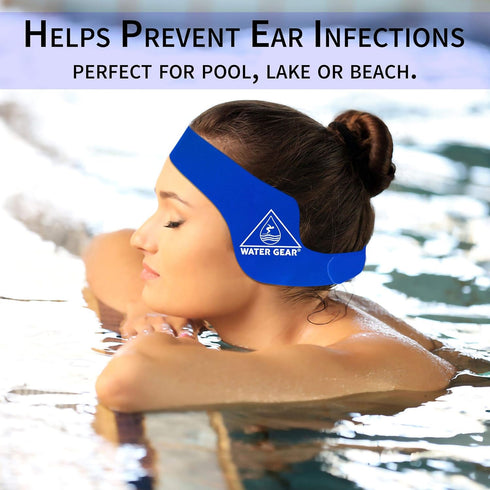 Water Gear Ear Wrap for Swimmers, Comfortable Fit, Prevents Ear Infections, Adult Blue