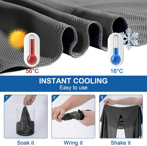Sukeen Grey Cooling Hoodie Towel - Quick Drying Absorbent Neck and Face Wrap for Sports