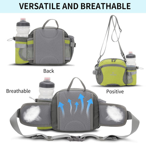 Peicees Large Hiking Fanny Pack Waist Bag for Men Women with Bottle Holder Water Resistant for Hiking Camping