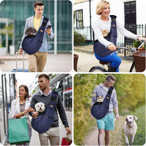 CUBY Dog and Cat Sling Carrier - Hands Free Adjustable Small Pet Sling - Soft Pouch and Tote Design - Suitable