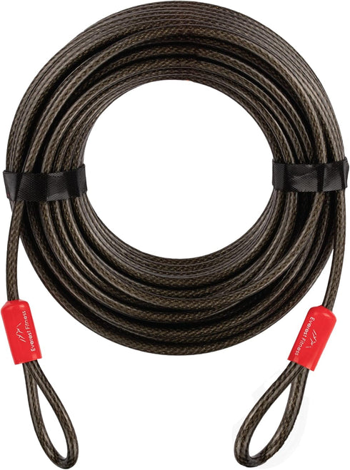 Heavy Duty Security Cable for Bike & Bicycle - 65 ft Universal Steel Looped Cable for Outdoor Generator Protection