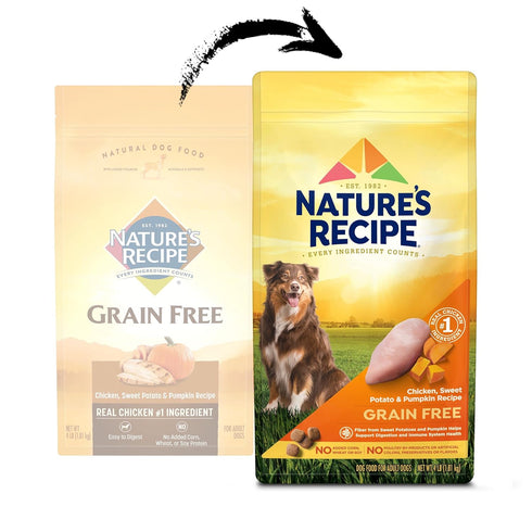 Nature's Recipe Grain Free Chicken, Sweet Potato & Pumpkin Recipe: Dry Dog Food, 4 lb. Bag